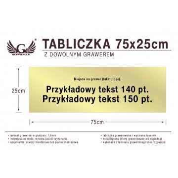 Tabliczka 75x25cm dowolny grawer laserem