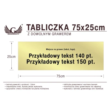Tabliczka 75x25cm dowolny grawer laserem
