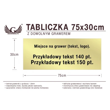Tabliczka 75x30cm dowolny grawer laserem