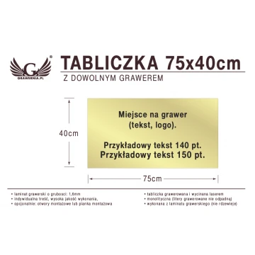 Tabliczka 75x40cm dowolny grawer laserem