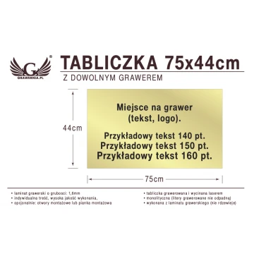 Tabliczka 75x44cm dowolny grawer laserem