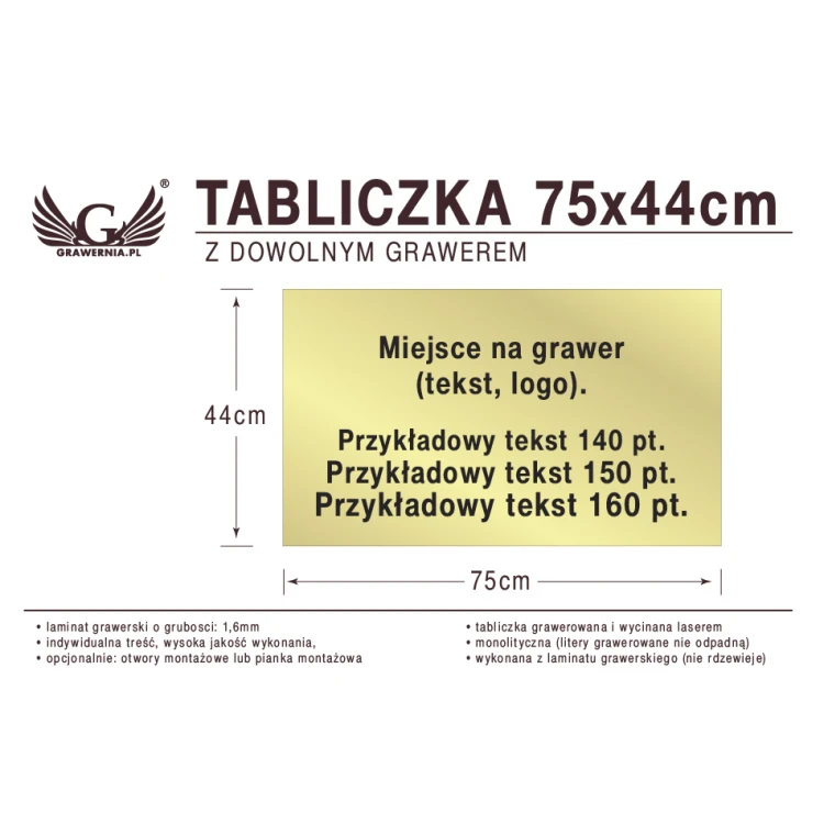 Tabliczka 75x44cm dowolny grawer laserem