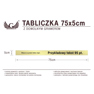 Tabliczka 75x5cm dowolny grawer laserem
