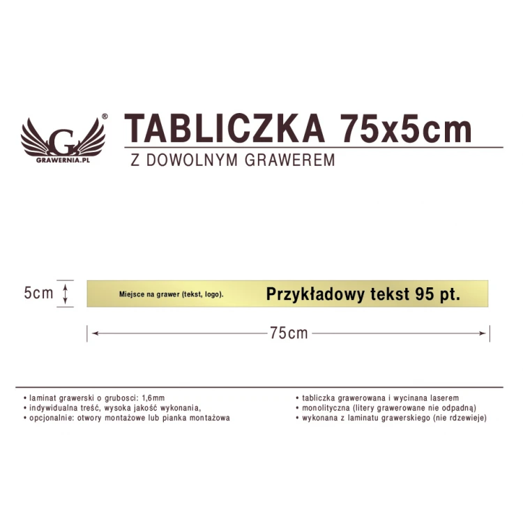 Tabliczka 75x5cm dowolny grawer laserem