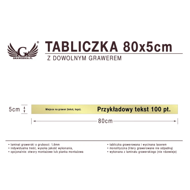 Tabliczka 80x5cm dowolny grawer laserem