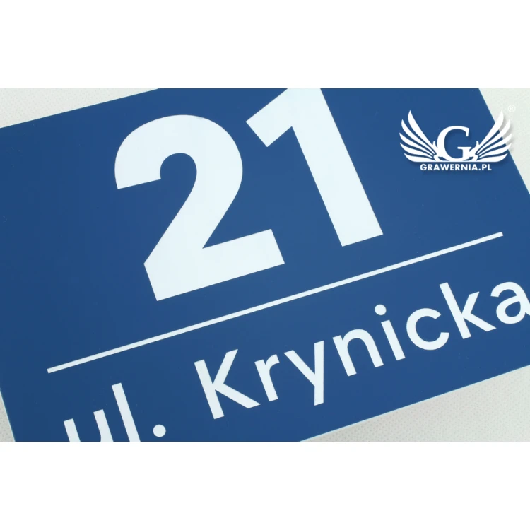 Tabliczka z numerem domu - wym. 210x148mm, gr. 3mm - grawerowana laserem