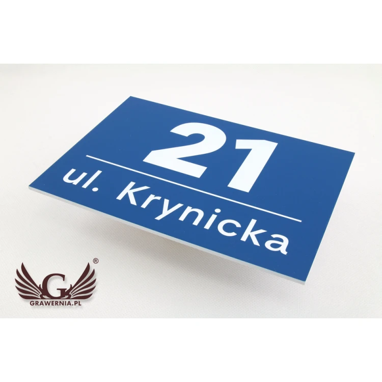 Tabliczka z numerem domu - wym. 210x148mm, gr. 3mm - grawerowana laserem