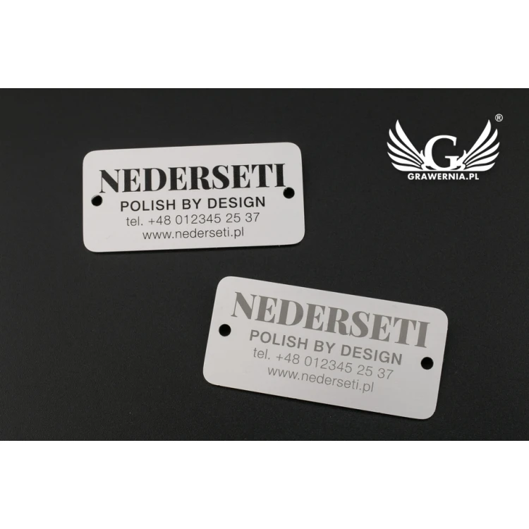 Tabliczka aluminiowa na produkty - niezniszczalny druk - wym. 55x26x1mm - TAB090