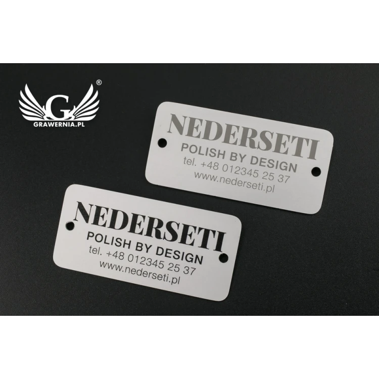 Tabliczka aluminiowa na produkty - niezniszczalny druk - wym. 55x26x1mm - TAB090