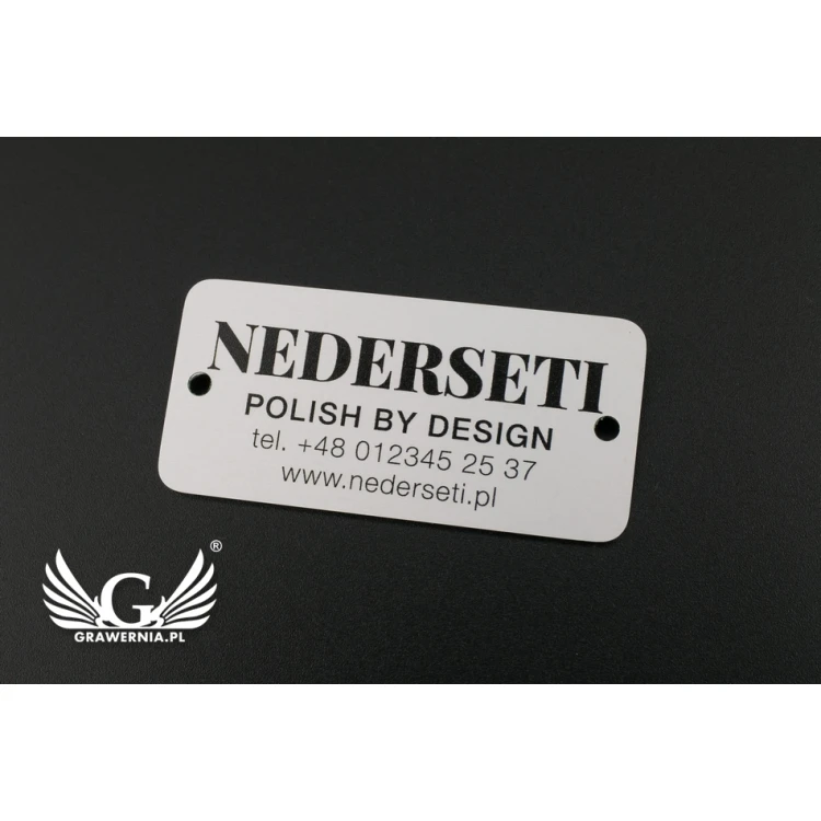 Tabliczka aluminiowa na produkty - niezniszczalny druk - wym. 55x26x1mm - TAB090