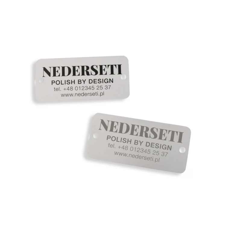 Tabliczka aluminiowa na produkty - niezniszczalny druk - wym. 55x26x1mm - TAB090