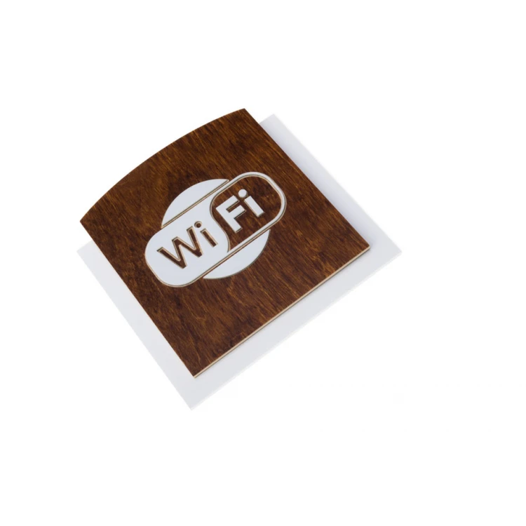 Tabliczka drewniana z wypukłym piktogramem - WIFI 1 - wym: 120x118mm - TAB435