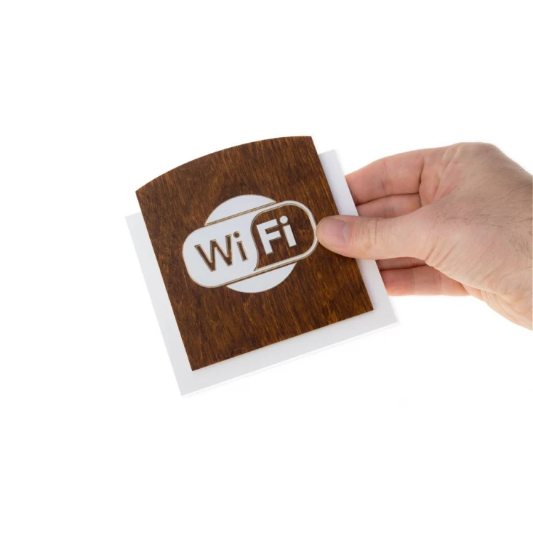 Tabliczka drewniana z wypukłym piktogramem - WIFI 1 - wym: 120x118mm - TAB435