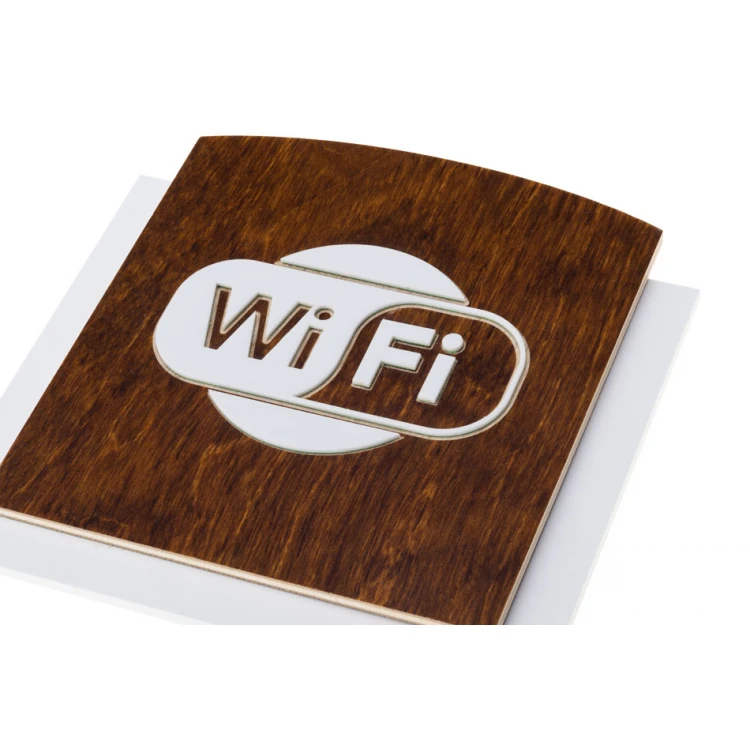 Tabliczka drewniana z wypukłym piktogramem - WIFI 1 - wym: 120x118mm - TAB435
