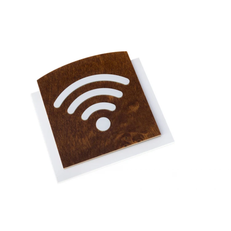 Tabliczka drewniana z wypukłym piktogramem - WIFI 2 - wym: 120x118mm - TAB436