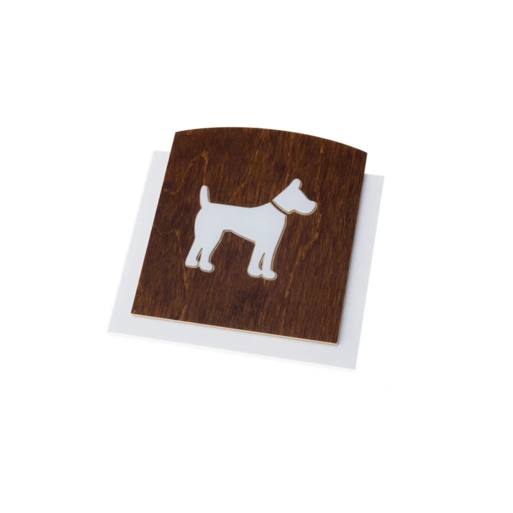 Tabliczka drewniana z wypukłym piktogramem - PIES - wym: 120x118mm - TAB444