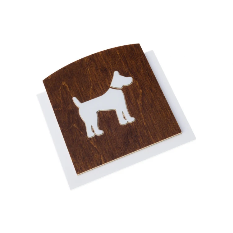 Tabliczka drewniana z wypukłym piktogramem - PIES - wym: 120x118mm - TAB444