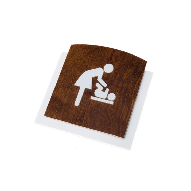 Tabliczka drewniana z wypukłym piktogramem - PRZEWIJAK - wym: 120x118mm - TAB446