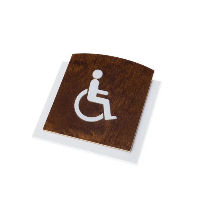 Tabliczka drewniana z wypukłym piktogramem - TOALETA DLA NIEPEŁNOSPRAWNYCH - wym: 120x118mm - TAB447