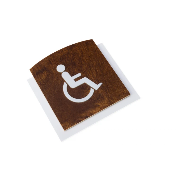 Tabliczka drewniana z wypukłym piktogramem - TOALETA DLA NIEPEŁNOSPRAWNYCH - wym: 120x118mm - TAB447