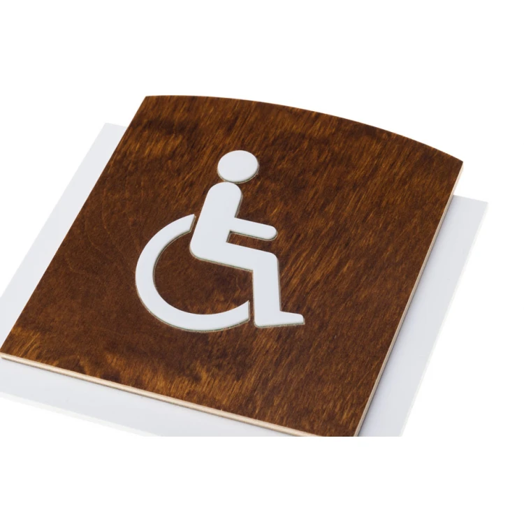 Tabliczka drewniana z wypukłym piktogramem - TOALETA DLA NIEPEŁNOSPRAWNYCH - wym: 120x118mm - TAB447