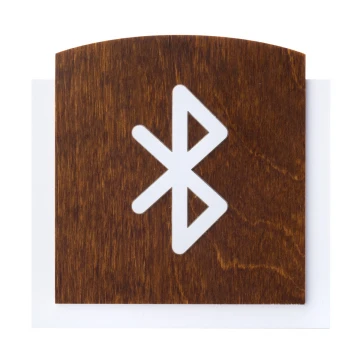 Tabliczka drewniana z wypukłym piktogramem - BLUETOOTH - wym: 120x118mm - TAB441