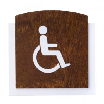 Tabliczka drewniana z wypukłym piktogramem - TOALETA DLA NIEPEŁNOSPRAWNYCH - wym: 120x118mm - TAB447
