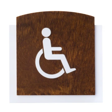 Tabliczka drewniana z wypukłym piktogramem - TOALETA DLA NIEPEŁNOSPRAWNYCH - wym: 120x118mm - TAB447
