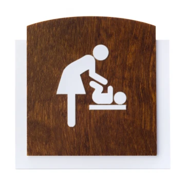 Tabliczka drewniana z wypukłym piktogramem - PRZEWIJAK - wym: 120x118mm - TAB446