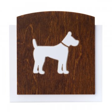 Tabliczka drewniana z wypukłym piktogramem - PIES - wym: 120x118mm - TAB444