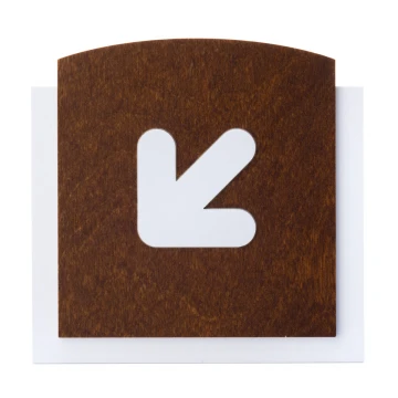 Tabliczka drewniana z wypukłym piktogramem - STRZAŁKA W DÓŁ - wym: 120x118mm - TAB440