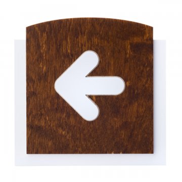 Tabliczka drewniana z wypukłym piktogramem - STRZAŁKA W LEWO - wym: 120x118mm - TAB437