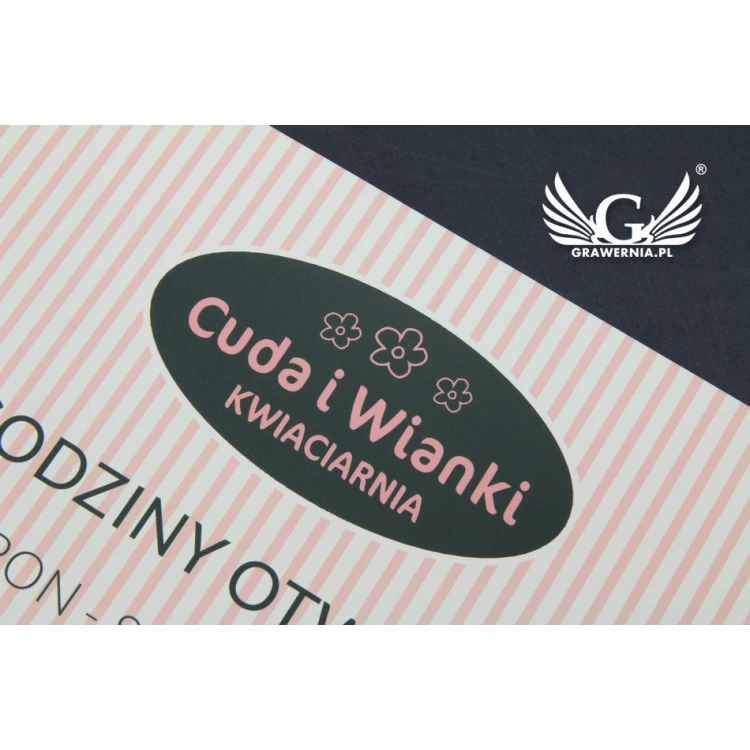 Tabliczka firmowa - godziny otwarcia - wym. 210x148mm (A5) druk UV