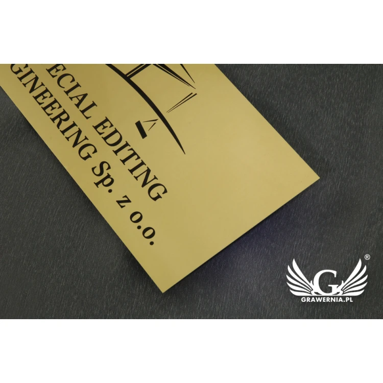 Tabliczka firmowa ze złotego aluminium - AlumaMark - wym. 250x120mm