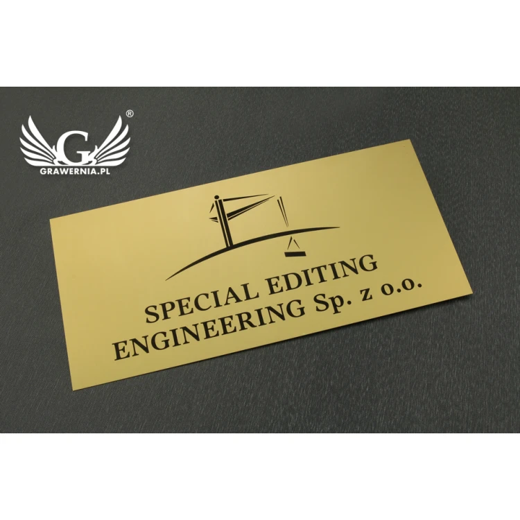 Tabliczka firmowa ze złotego aluminium - AlumaMark - wym. 250x120mm