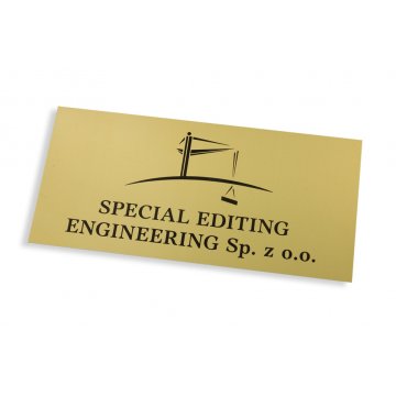 Tabliczka firmowa ze złotego aluminium - AlumaMark - wym. 250x120mm