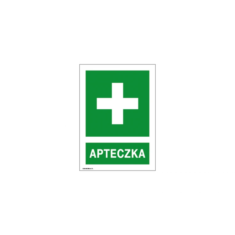Tabliczka informacyjna apteczka - wym. 150x210mm - PVC - kolorowy druk UV - BHP089