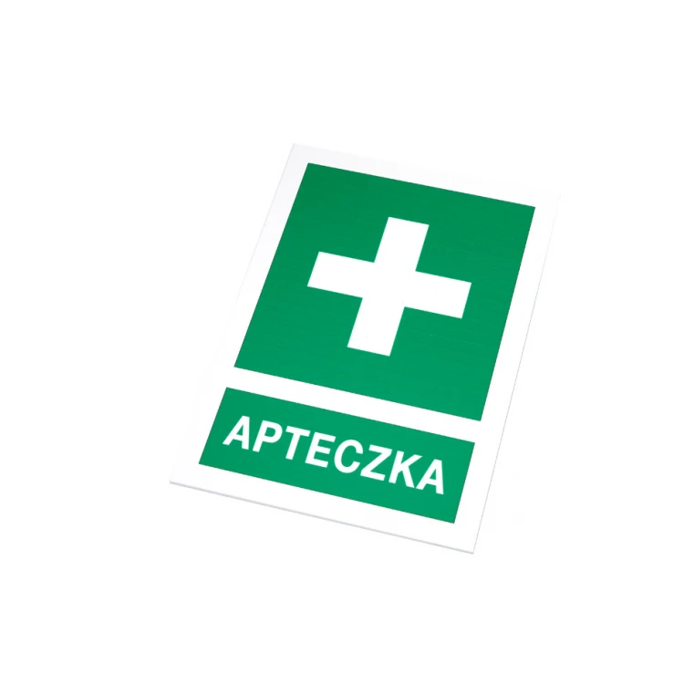 Tabliczka informacyjna apteczka - wym. 150x210mm - PVC - kolorowy druk UV - BHP089