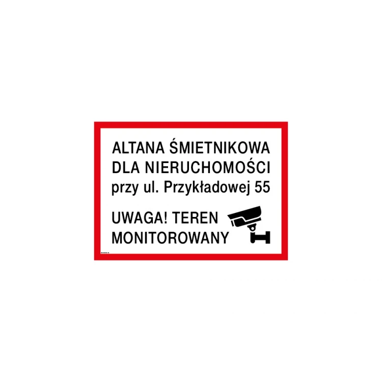 Tabliczka informacyjna do altany, wiaty śmietnikowej - wym. 490x350mm - PVC - kolorowy druk UV - TAB246