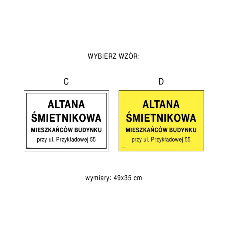 Tabliczka informacyjna do altany, wiaty śmietnikowej - wym. 490x350mm - PVC - kolorowy druk UV - TAB246
