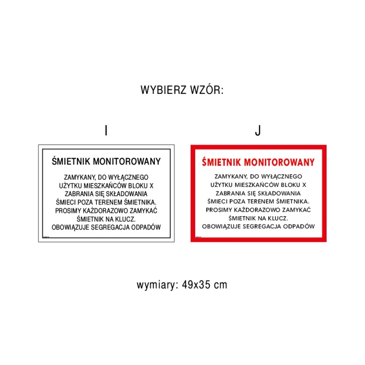 Tabliczka informacyjna do altany, wiaty śmietnikowej - wym. 490x350mm - PVC - kolorowy druk UV - TAB246