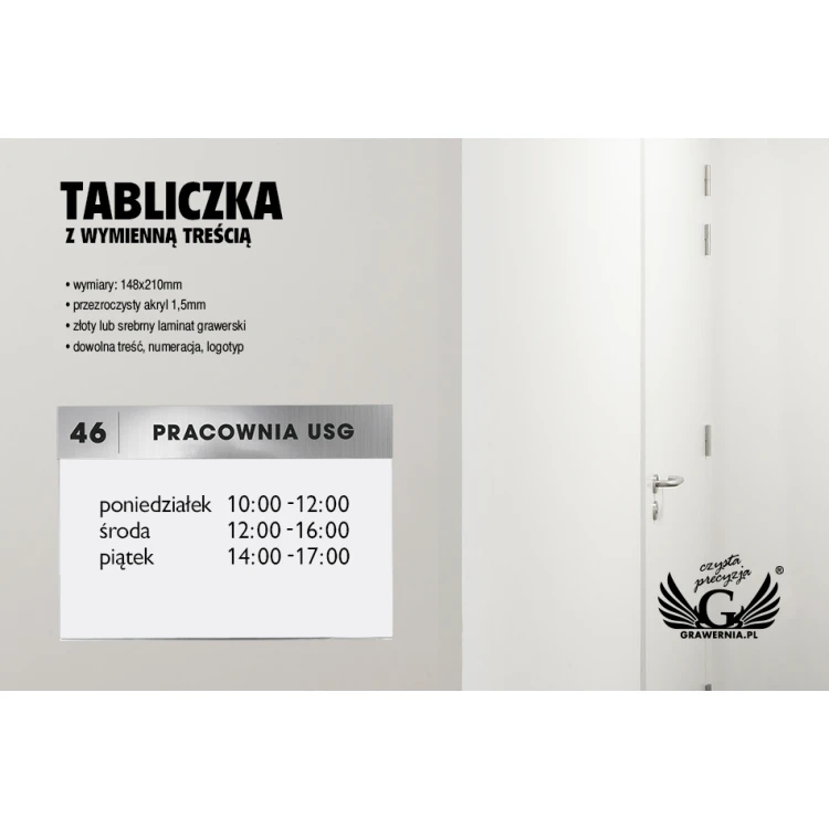 Tabliczka informacyjna na wymienną karteczkę A5 wym. 210x148mm - TAB068 