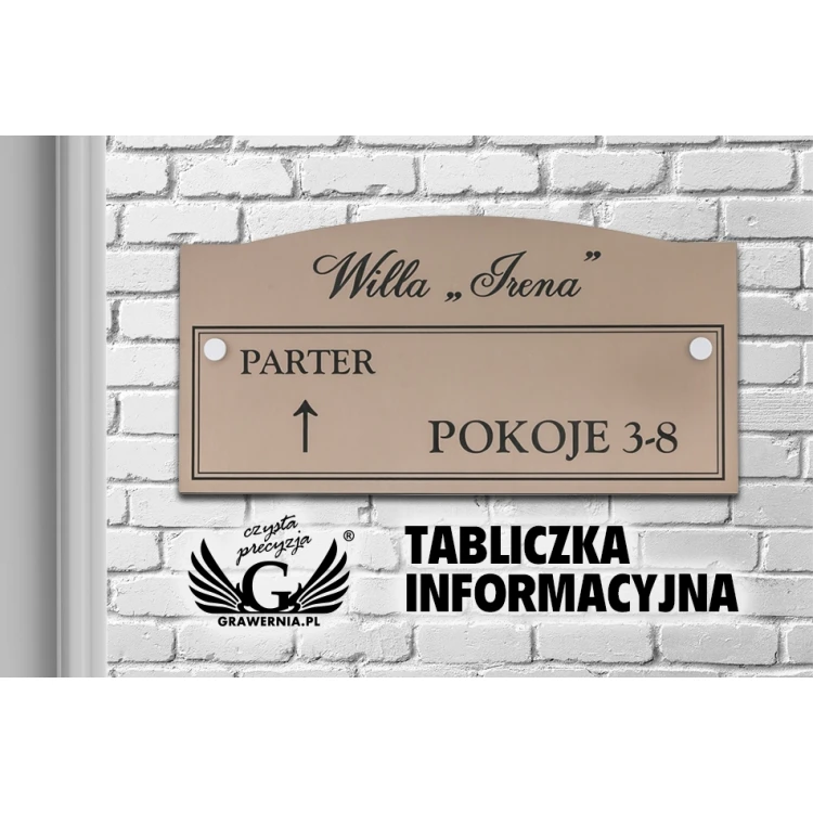 Tabliczka informacyjna - piętra i pokoje - wym. 300x150mm - laminat caffe latte - SZ132
