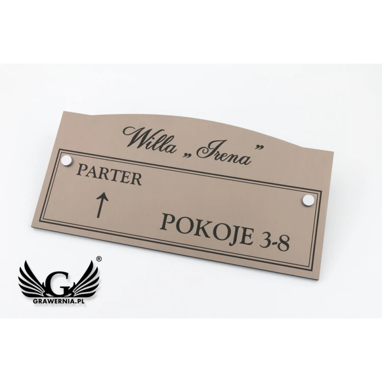 Tabliczka informacyjna - piętra i pokoje - wym. 300x150mm - laminat caffe latte - SZ132