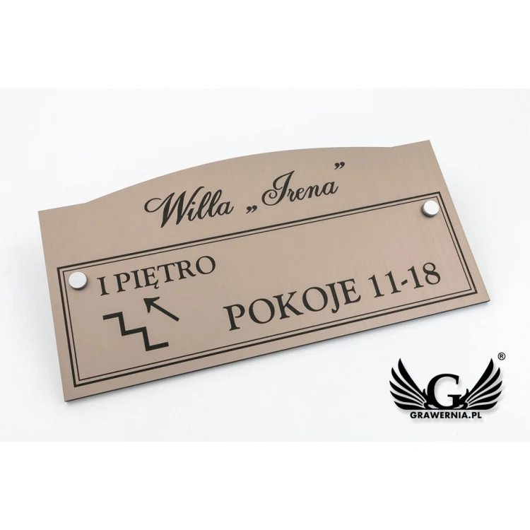 Tabliczka informacyjna - piętra i pokoje - wym. 300x150mm - laminat caffe latte - SZ132