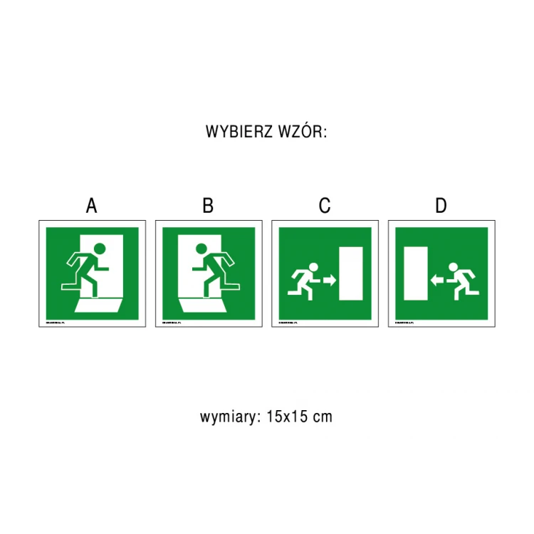Tabliczka informacyjna wyjście ewakuacyjne - wym. 150x150mm - PVC - kolorowy druk UV - BHP094