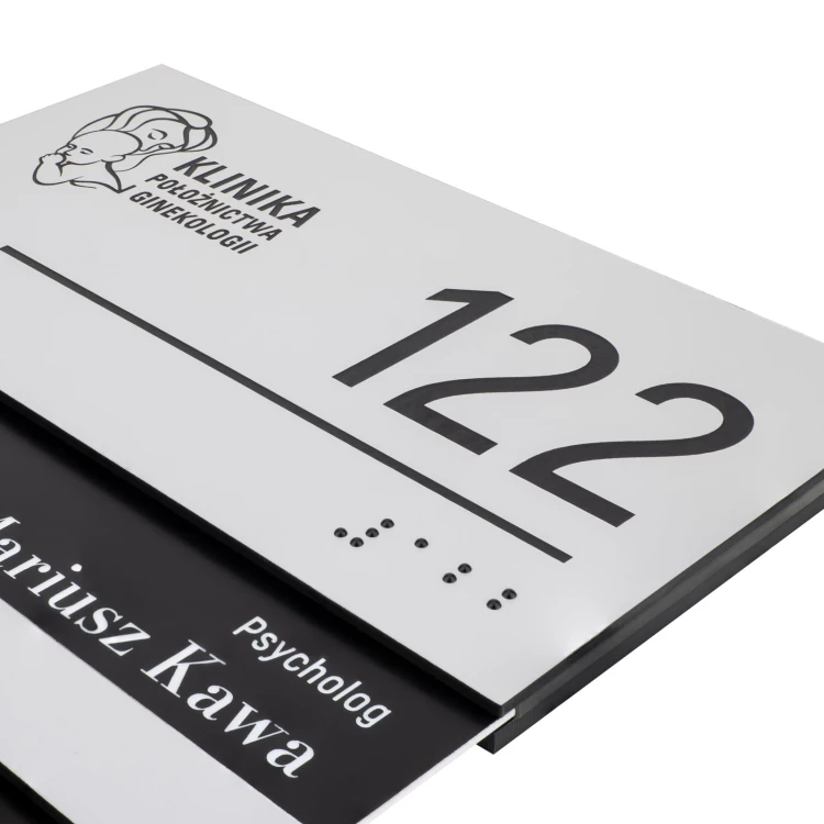 Tabliczka z wymienną treścią i pismem Braille'a - wym. 150x210mm - TAB572