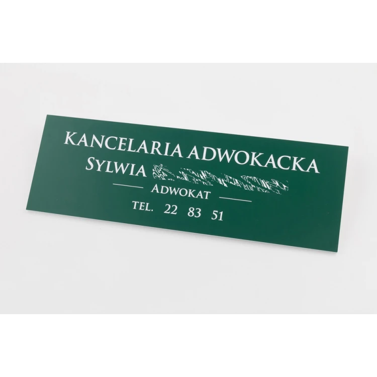 Tabliczka Kancelaria Adwokacka - ciemnozielony laminat - wym. 300x100mm - TAB067