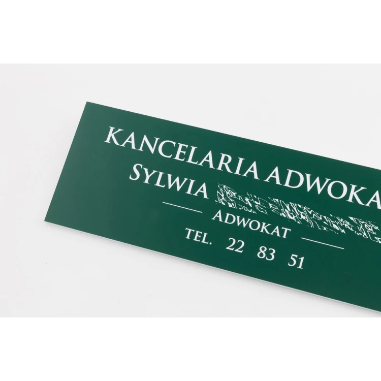 Tabliczka Kancelaria Adwokacka - ciemnozielony laminat - wym. 300x100mm - TAB067