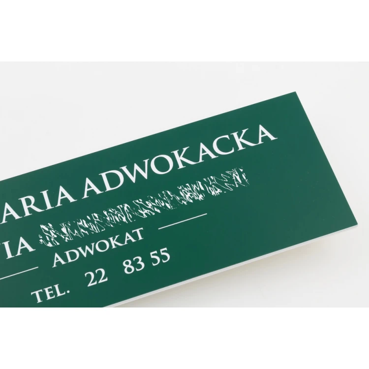 Tabliczka Kancelaria Adwokacka - ciemnozielony laminat - wym. 300x100mm - TAB067